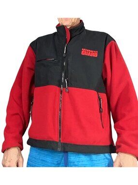 National Guard Red & Black Fleece Jacket*Zip Closure & Embroidered Logo*EUC*XXL